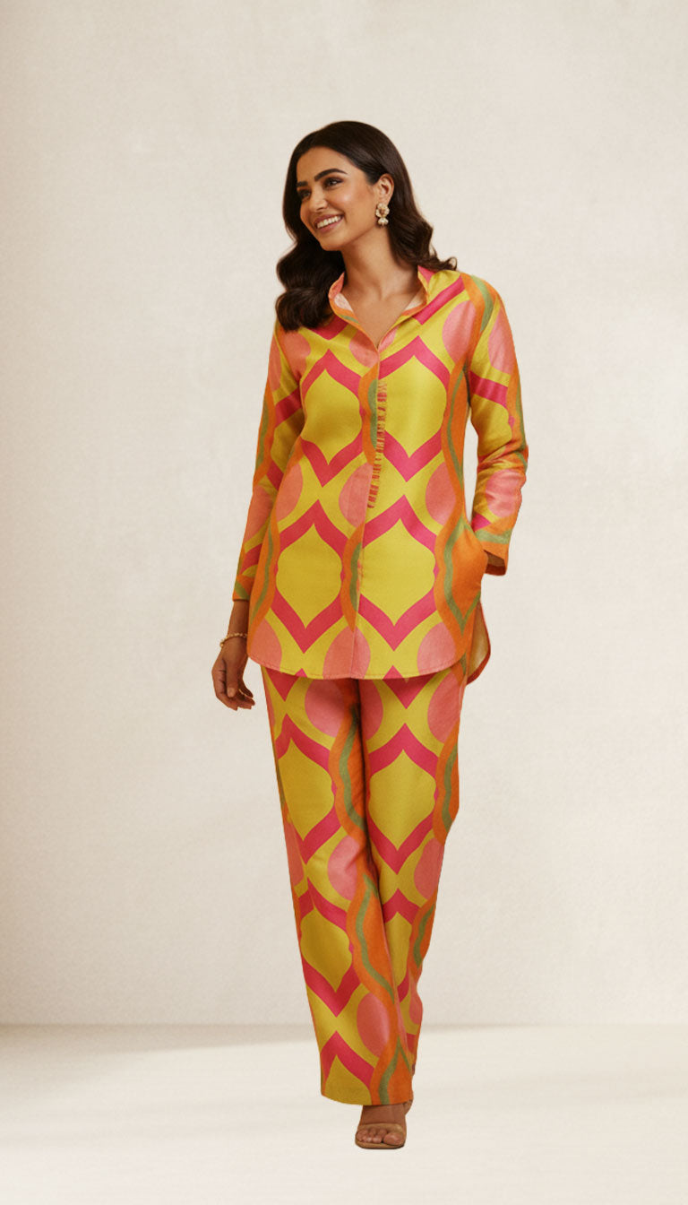 Neon Glow Geometric Co-ord set
