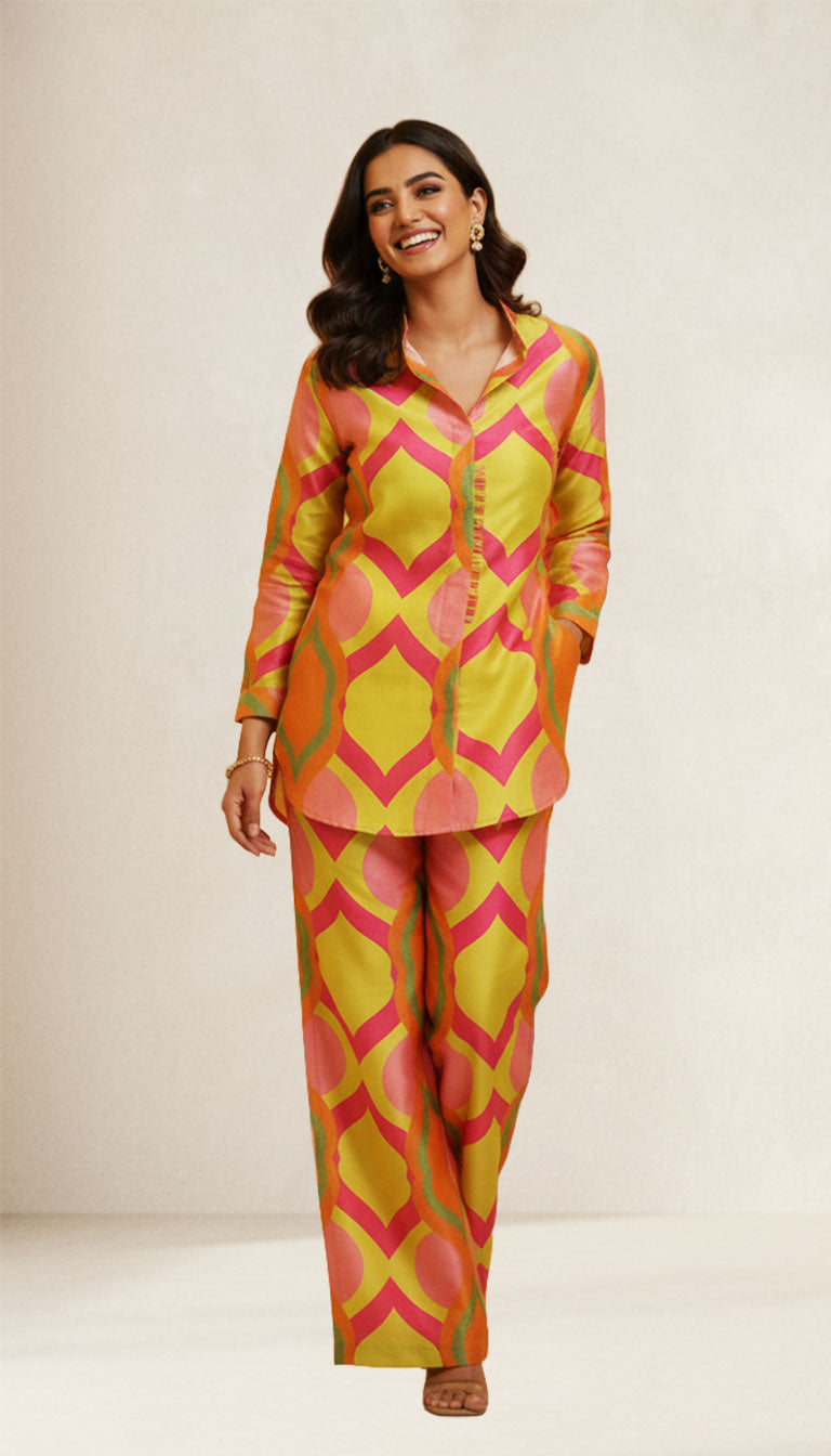 Neon Glow Geometric Co-ord set