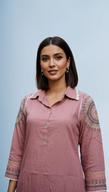 Dusty rose Pink heritage Embroidered Co-ord set