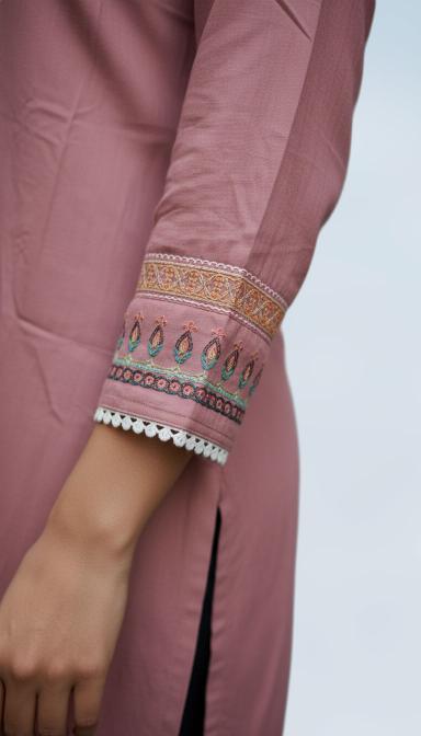 Dusty rose Pink heritage Embroidered Co-ord set