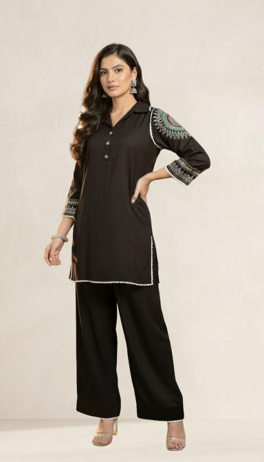 Midnight charm embroidered co-ord set