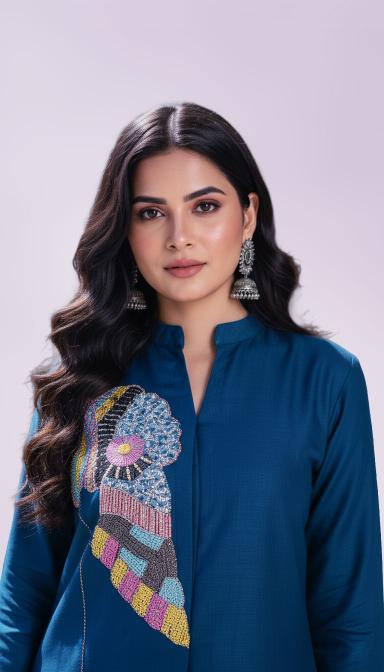 Peacock Glow Embellished Co-ord set