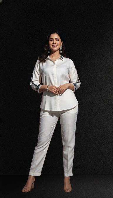 Pure white ivory grace Embellished Co-ord set