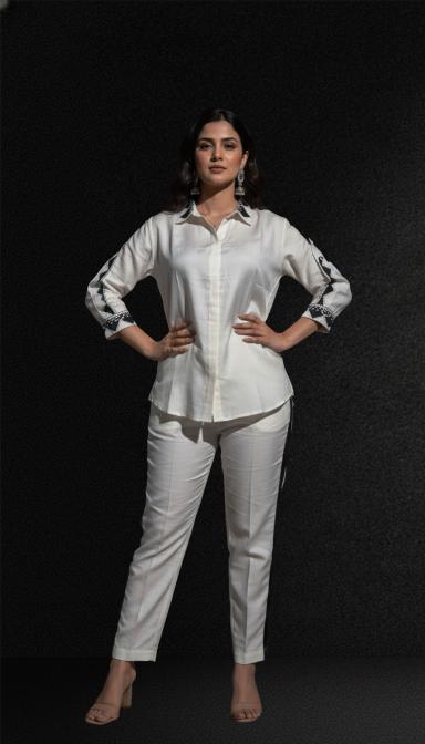 Pure white ivory grace Embellished Co-ord set