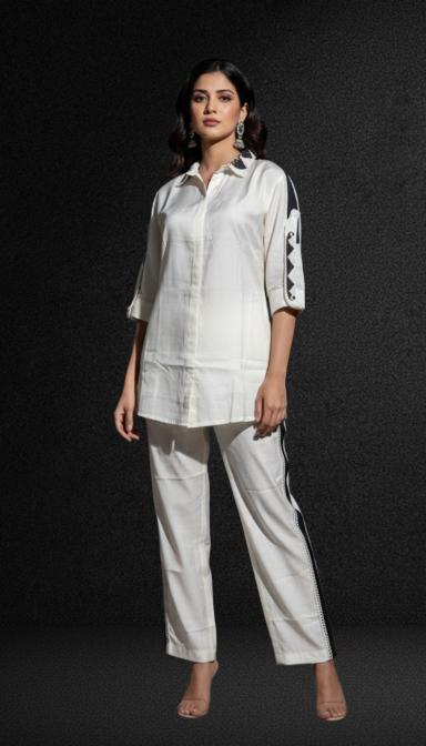 Pure white ivory grace Embellished Co-ord set