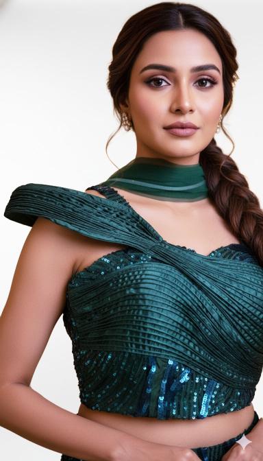 Green Sequin flared indo Western dress