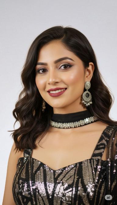 Black and Silver Sequins Embroidered Indo Western Lahenga Set