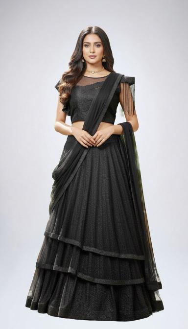 Black shimmery evening indo Western.