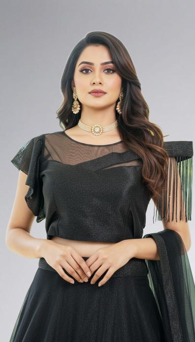 Black shimmery evening indo Western.