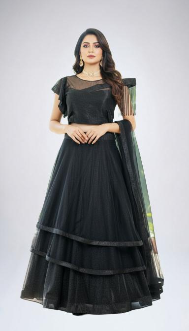 Black shimmery evening indo Western.