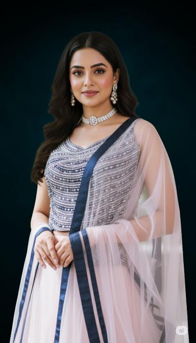 Baby pink mirror work indo Western Dress