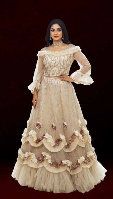 Pastel indo Western Lahenga set