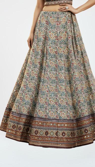 Multi colour floral indo western lahenga