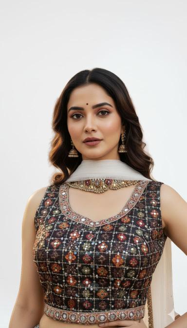 Multi colour floral indo western lahenga