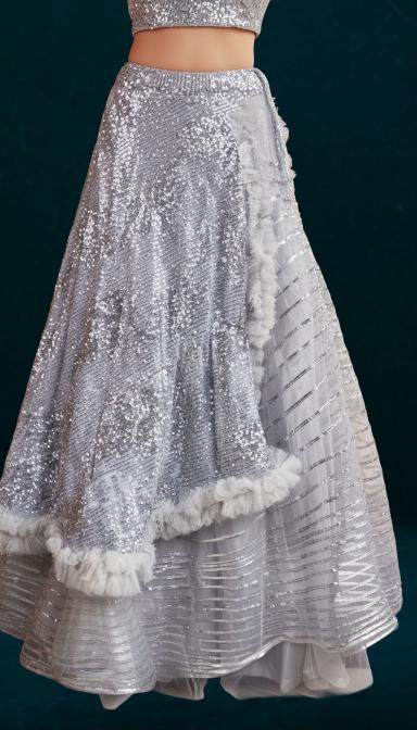 Silver Sequins Elegant evening indo Western dress