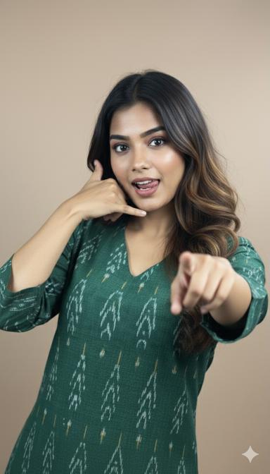Green Ikat Straight Kurti