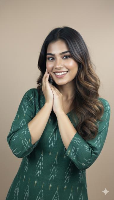 Green Ikat Straight Kurti