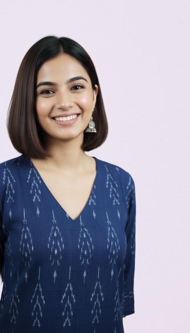 Navy Blue Ikat A-Line Kurti