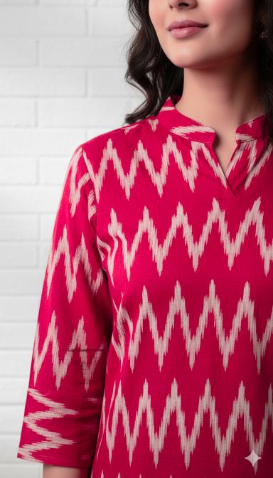 Red Ikkat Straight Kurti