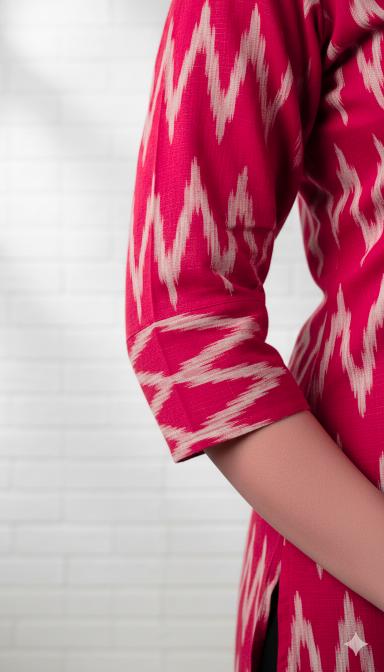 Red Ikkat Straight Kurti