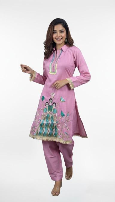 Pink Embroidered Co-ord Set