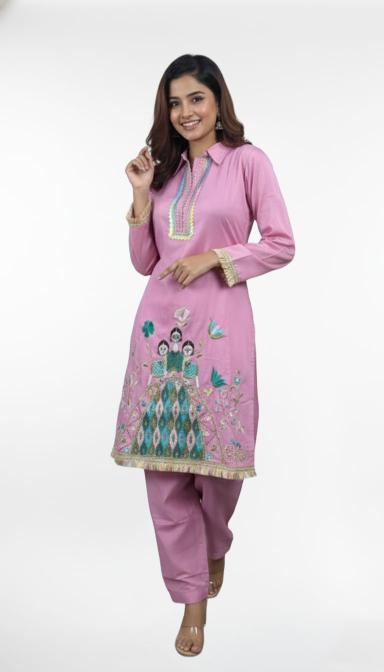 Pink Embroidered Co-ord Set