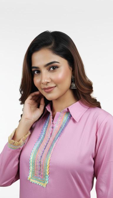 Pink Embroidered Co-ord Set