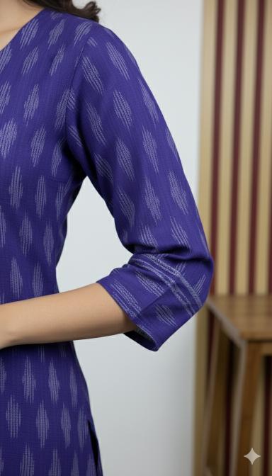 Blue Ikat Straight Kurti