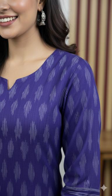 Blue Ikat Straight Kurti