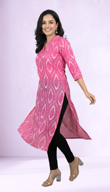 Pink Ikat Straight Kurti
