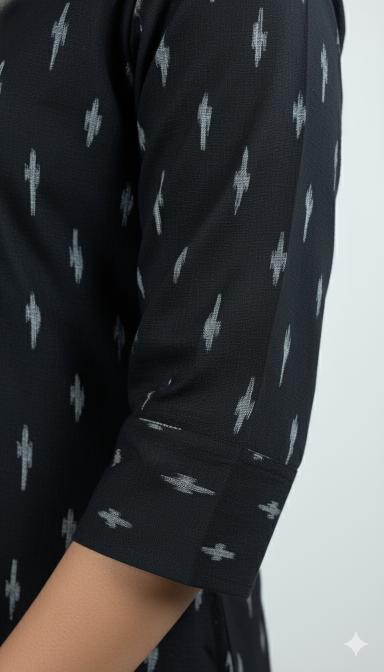 Black Ikat A-Line Kurti