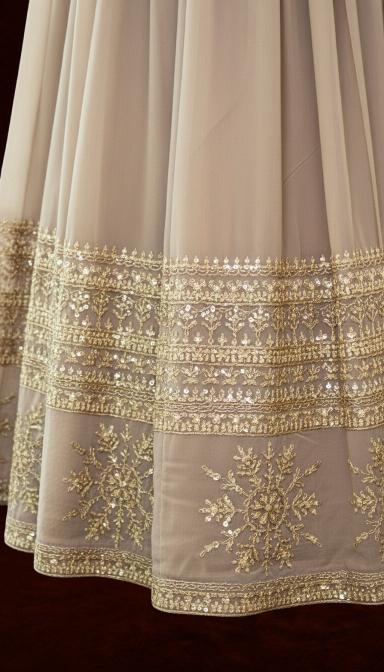 Golden Grace Taupe Embroidered Lehenga