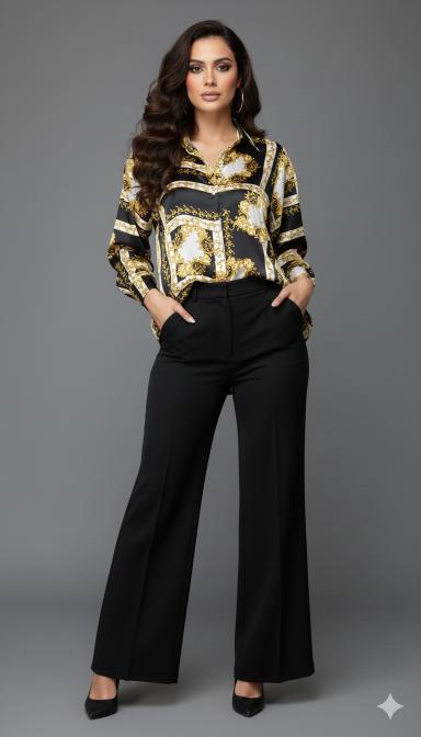 Royal Baroque Print Satin Shirt