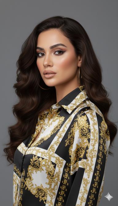 Royal Baroque Print Satin Shirt