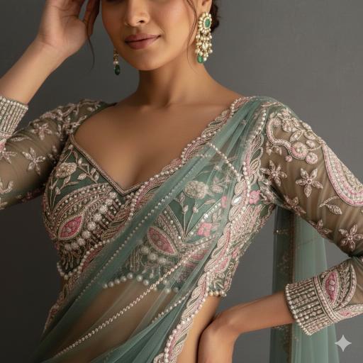 Pearl Garden Embroidered Saree