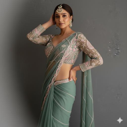 Pearl Garden Embroidered Saree