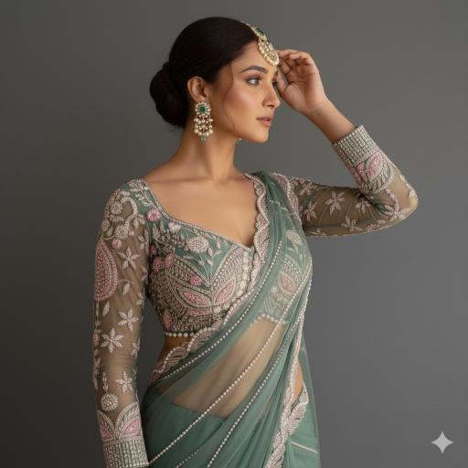 Pearl Garden Embroidered Saree