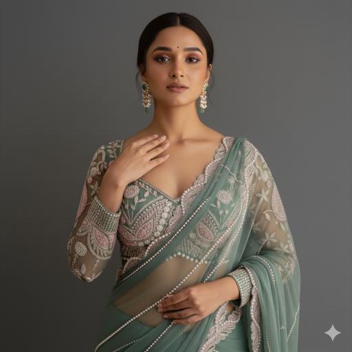 Pearl Garden Embroidered Saree