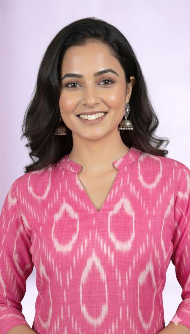 Pink Ikat Straight Kurti