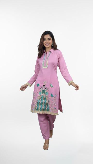 Pink Embroidered Co-ord Set