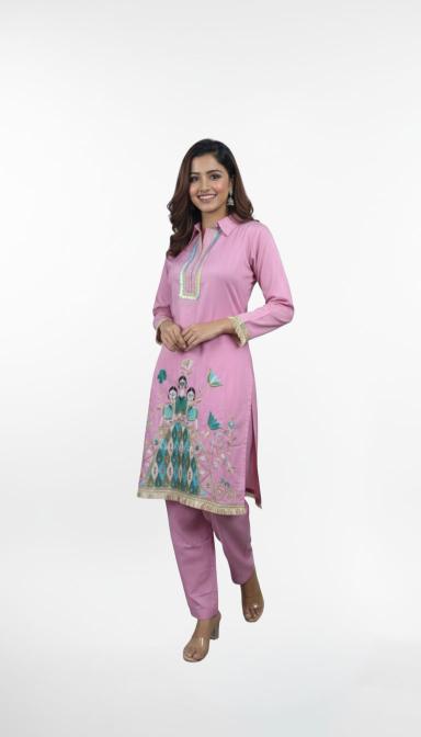 Pink Embroidered Co-ord Set