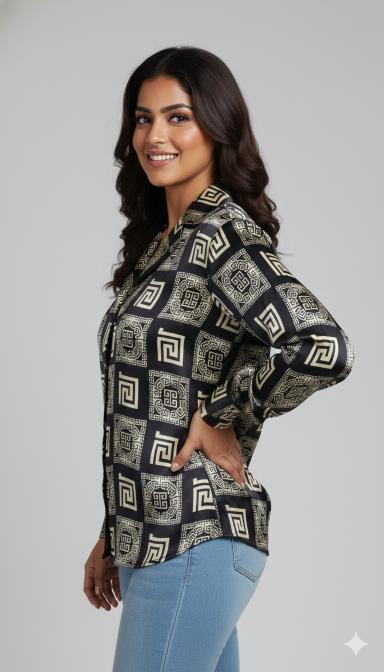 Black &Golden Maze Luxe Satin Shirt