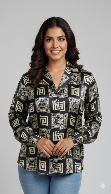 Black &Golden Maze Luxe Satin Shirt