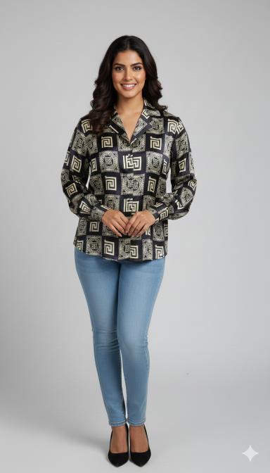 Black &Golden Maze Luxe Satin Shirt