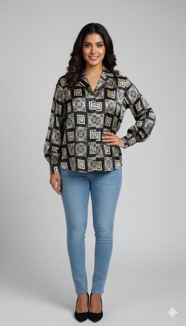 Black &Golden Maze Luxe Satin Shirt