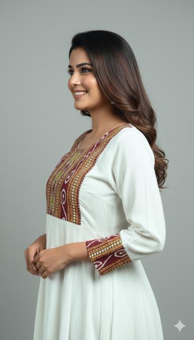 Sambalpuri Anarkali Suit with Green Dupatta