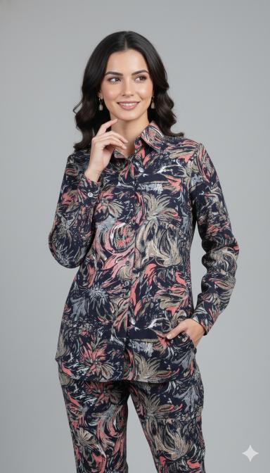 Midnight Bloom Floral Shirt & Pant Co-ord Set