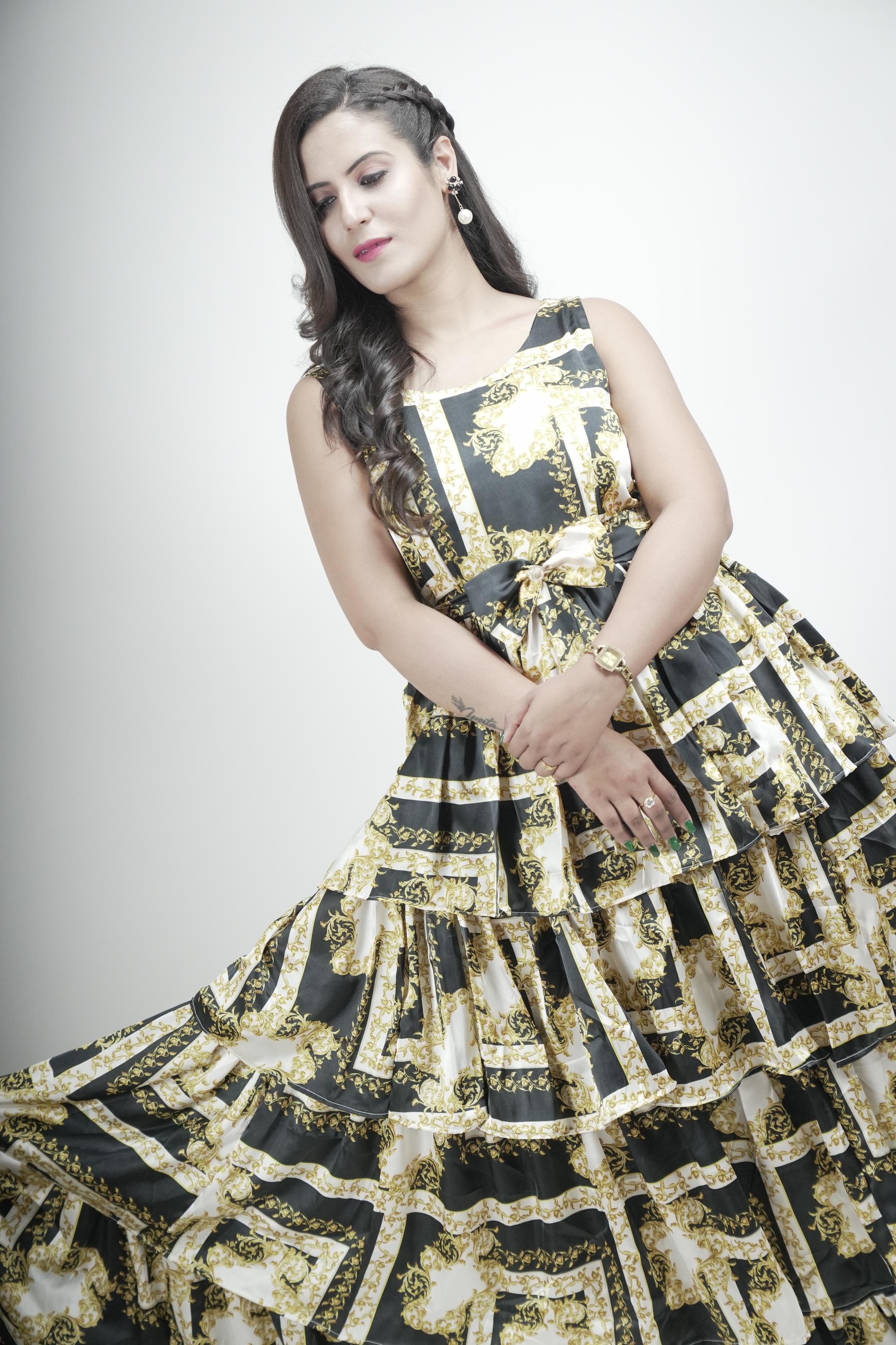 Royal Baroque Tiered Ruffle Maxi Dress