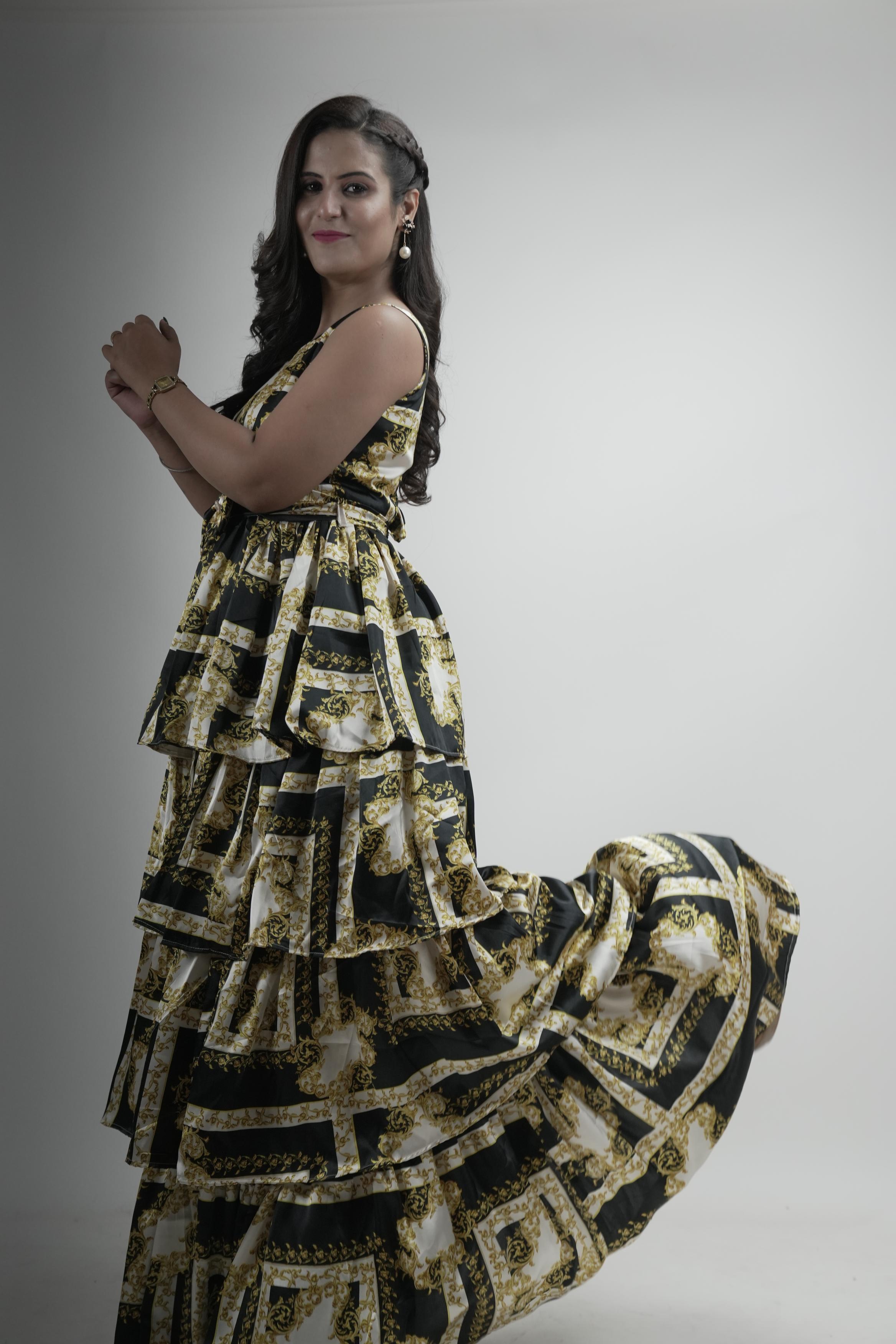 Royal Baroque Tiered Ruffle Maxi Dress