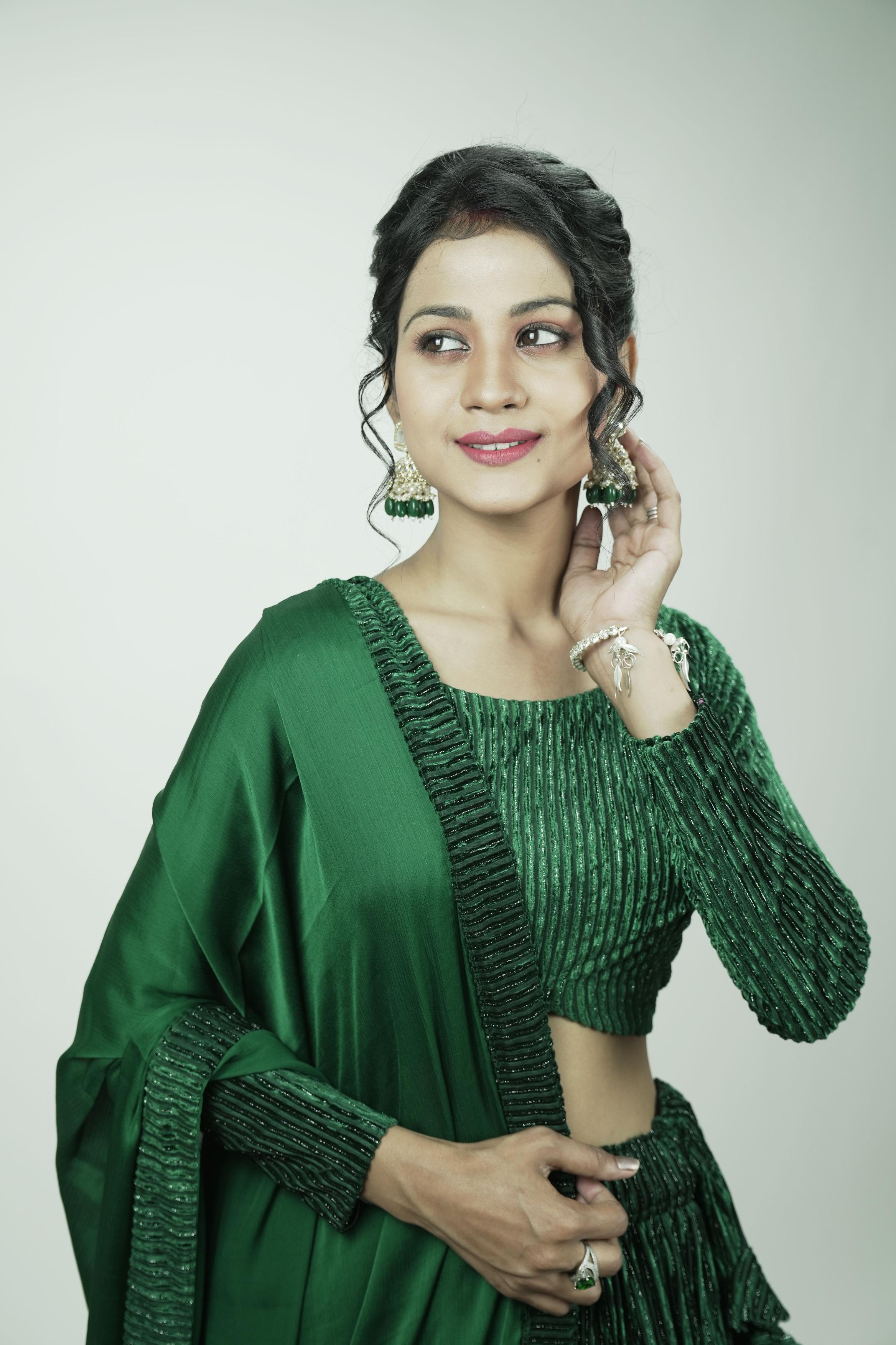 Bottle Green Designer Lahenga set